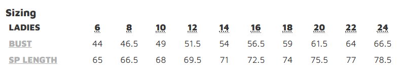 JB's Wear 4SPT1 PREMIUM SCRUB TOP LADIES size chart