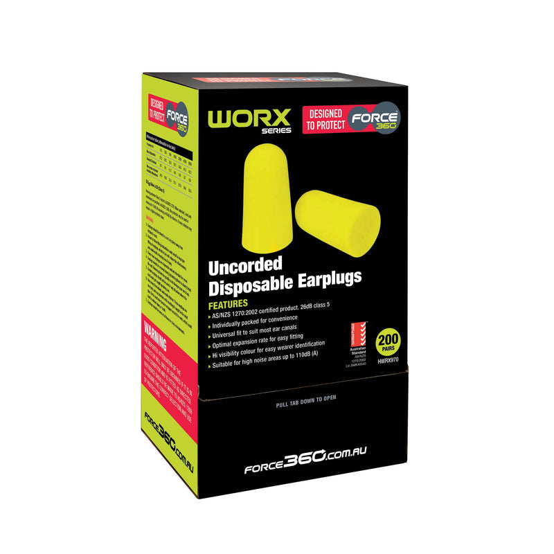 Force 360 HWRX970 Bullet Shaped Uncorded Disposable Earplug (200 Pairs) 2