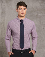 Winning Spirit M7340L Two Tone Mini Gingham Long Sleeve Shirt Mens
