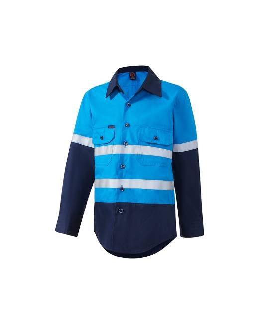 Kids 2 Tone Open Front Shirt with Tape
