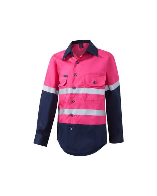 Kids 2 Tone Open Front Shirt with Tape