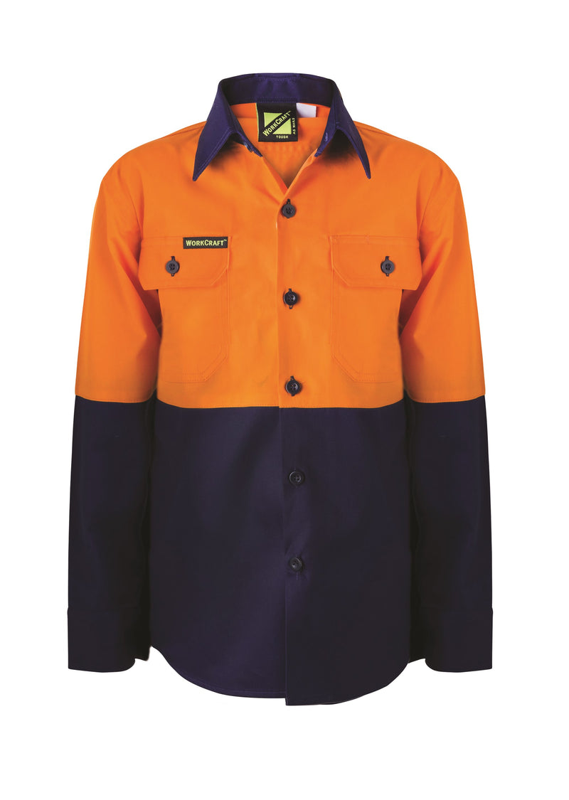 Kids Hi Vis Two Tone Long Sleeve Shirt
