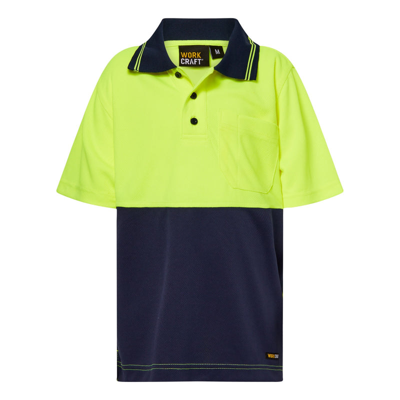 Kids Hi Vis Two Tone Short Sleeve Polo with Pocket