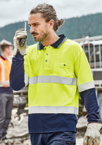 Hi Vis Spliced Long Sleeve Polo - Hoop Taped Mens