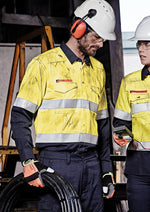 Syzmik Workwear ZW140 Orange Flame Hi Vis Open Front Spliced Shirt - Hoop Taped Mens