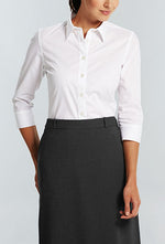 Womens Yarn Dyed Herringbone Shirt - 3/4 Sleeve