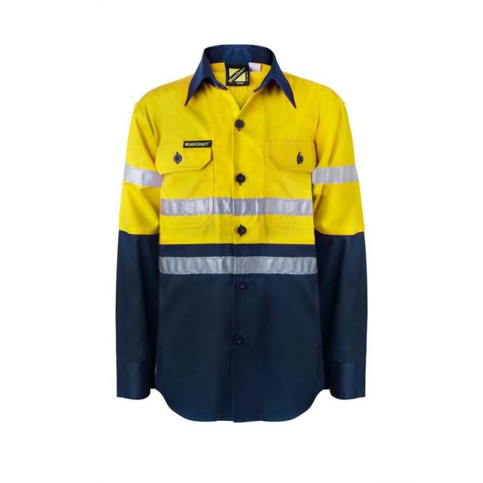 Kids Hi Vis Two Tone Long Sleeve Shirt with 3M Reflective Tape