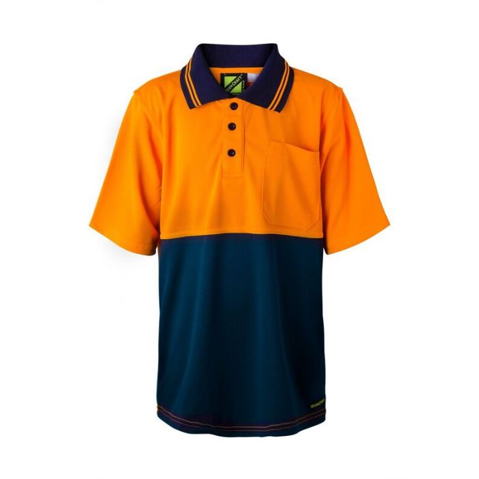 Personalised Kids Hi Vis Two Tone Short Sleeve Polo with Pocket - Embroidered with individual name on front