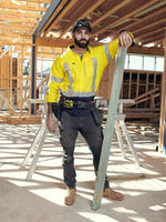 BISLEY Workwear-BS6177XT FLEX & MOVE™ TWO TONE HI VIS STRETCH UTILITY SHIRT - LONG SLEEVE