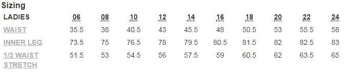 JB's Wear 4SRP1 Ladies Scrubs Pant size chart