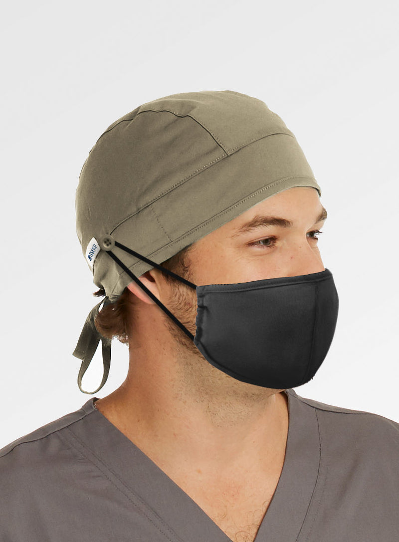 Maevn Elastic Tie Scrub Cap with Sweatband + Buttons