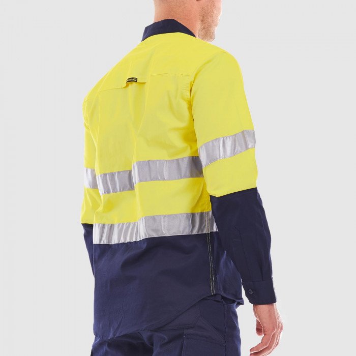 Hi-Vis Long Sleeve Work Shirt with Reflective Tape