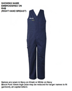 Personalised Kids Cotton Drill Overalls - Embroidered with individual name (Front RHB)