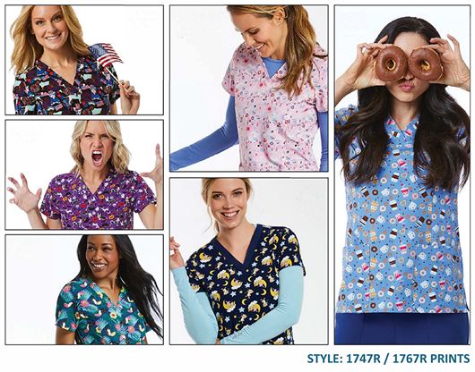 MAEVN Printed V-Neck Scrub Top 