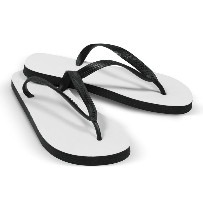 Trends 106101 Full Colour Flip Flops – White w/ Black thong