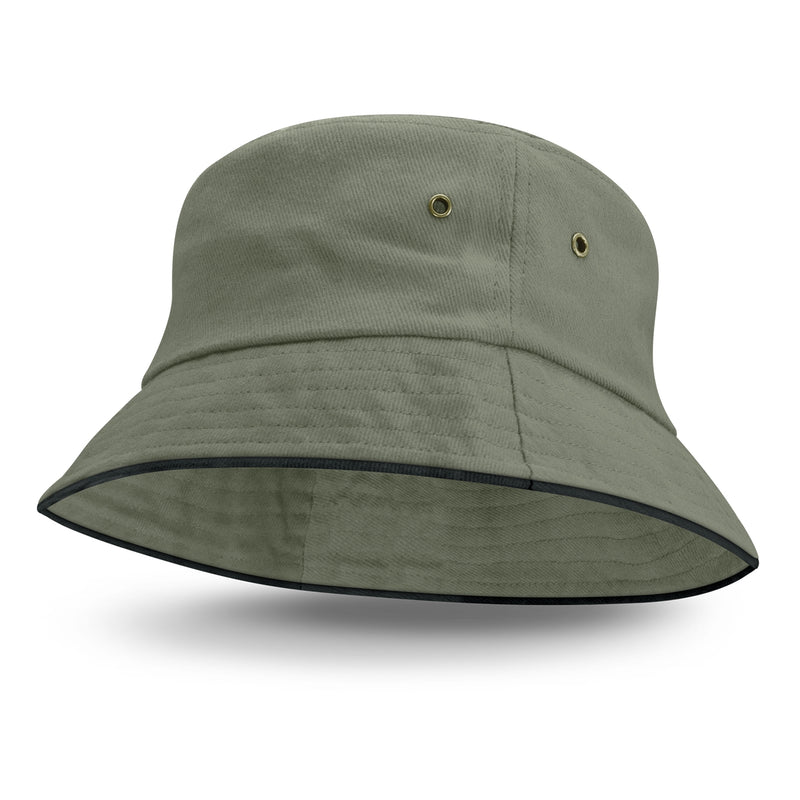 Trends 115493 Bondi Bucket Hat - Black Sandwich Trim – Grey