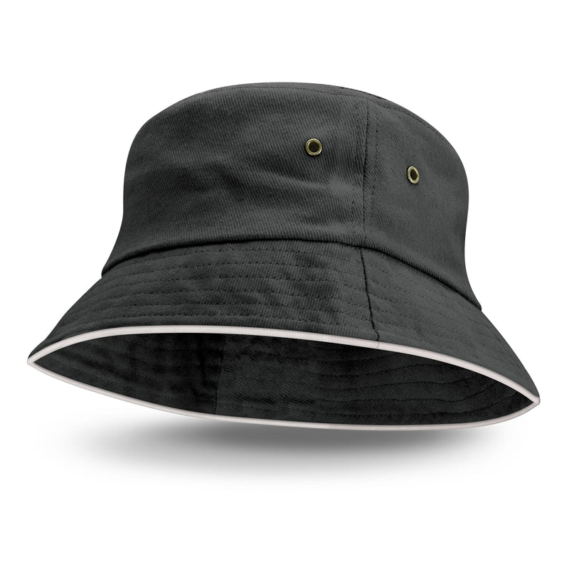 Trends 115740 Bondi Bucket Hat - White Sandwich Trim – Black