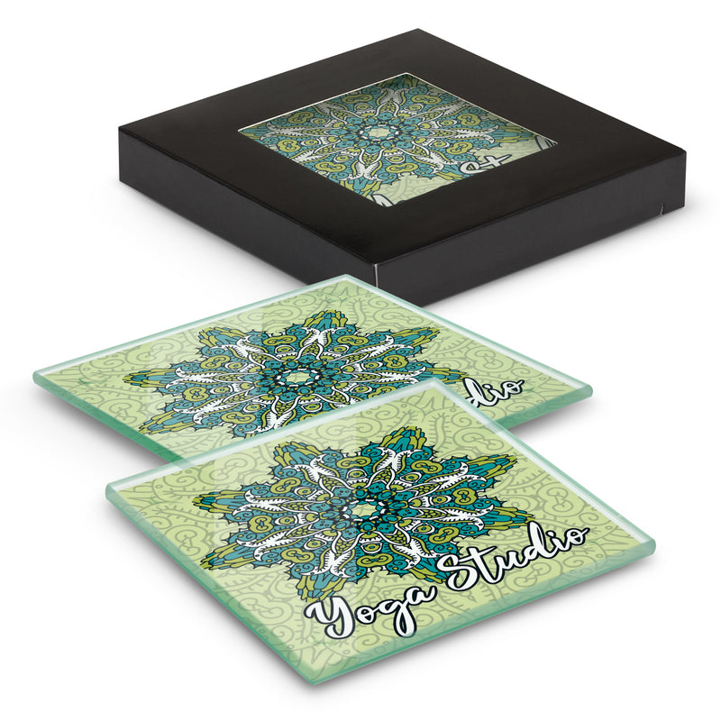 Trends 120164 Venice Glass Coaster - Set of 2 - Square - Full Colour