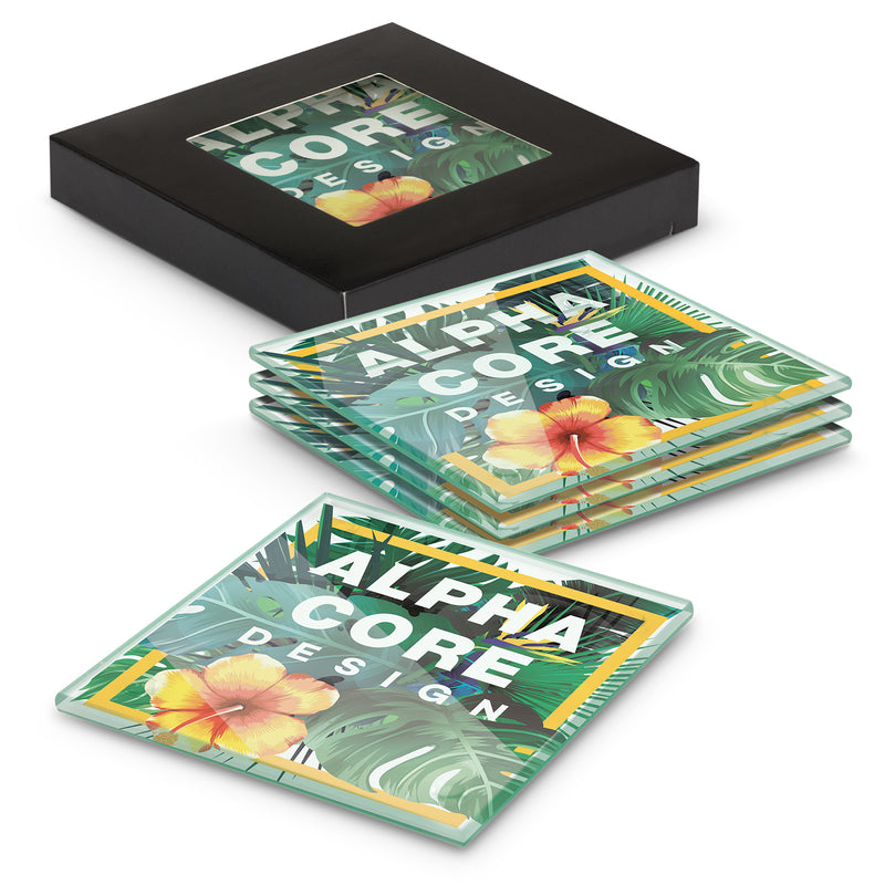 Trends 120166 Venice Glass Coaster - Set of 4 - Square - Full Colour