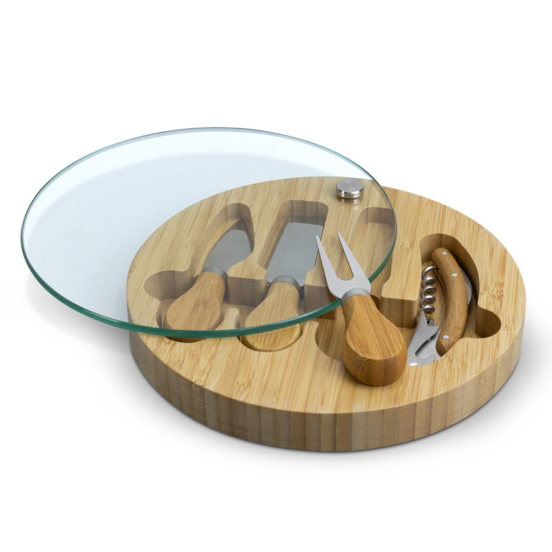 Trends 122342 NATURA Glass & Bamboo Cheese Board – Open