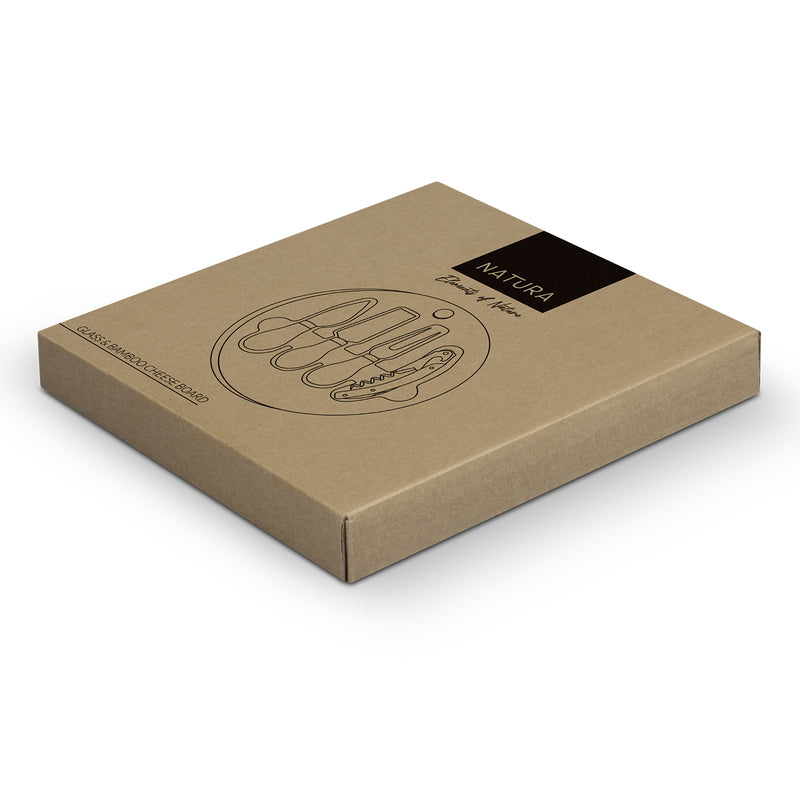 Trends 122342 NATURA Glass & Bamboo Cheese Board – Gift Box