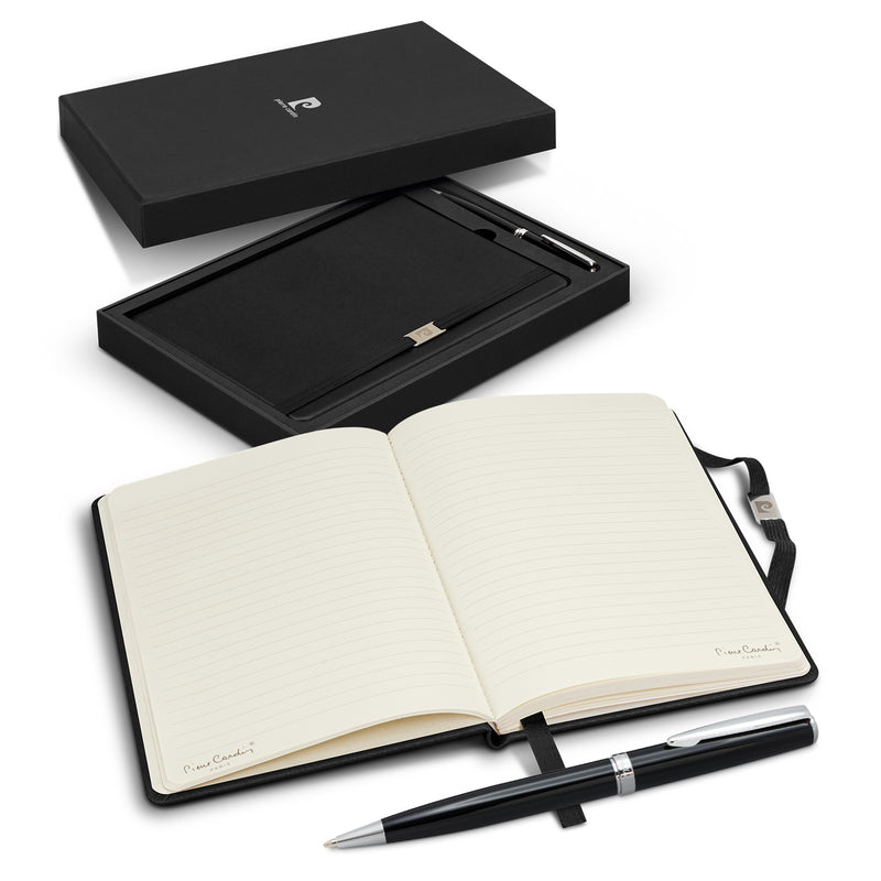 Trends 122400 Pierre Cardin Nouvelle Notebook and Pen Gift Set – Black - Open