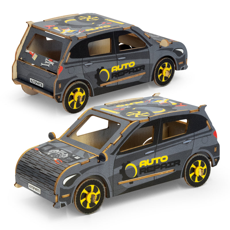 Trends 124028 BRANDCRAFT Hatchback Car Wooden Model – Assembled