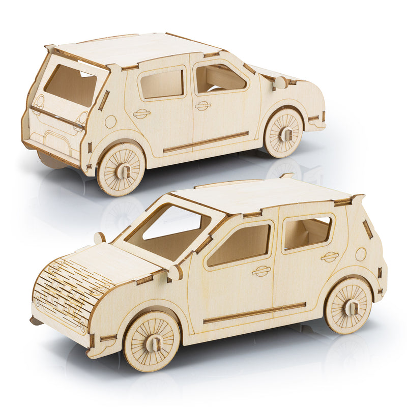 Trends 124028 BRANDCRAFT Hatchback Car Wooden Model – Assembled Unbranded