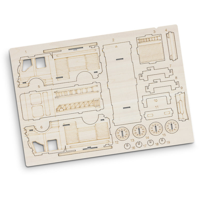 Trends 124034 BRANDCRAFT Fire Truck Wooden Model – Flat Sheet