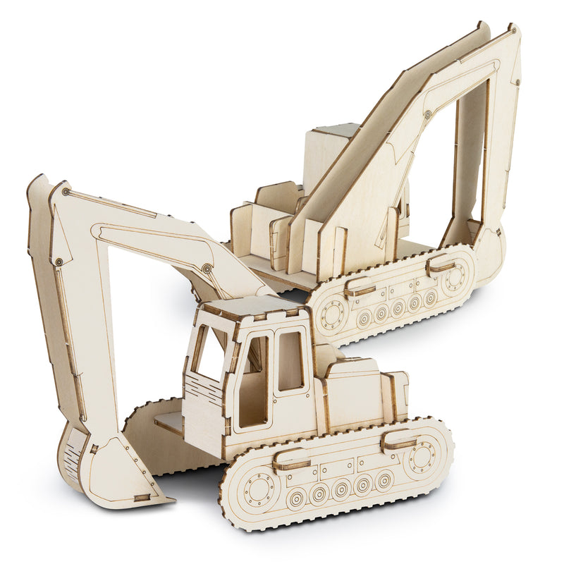 Trends 124035 BRANDCRAFT Excavator Wooden Model – Assembled Unbranded