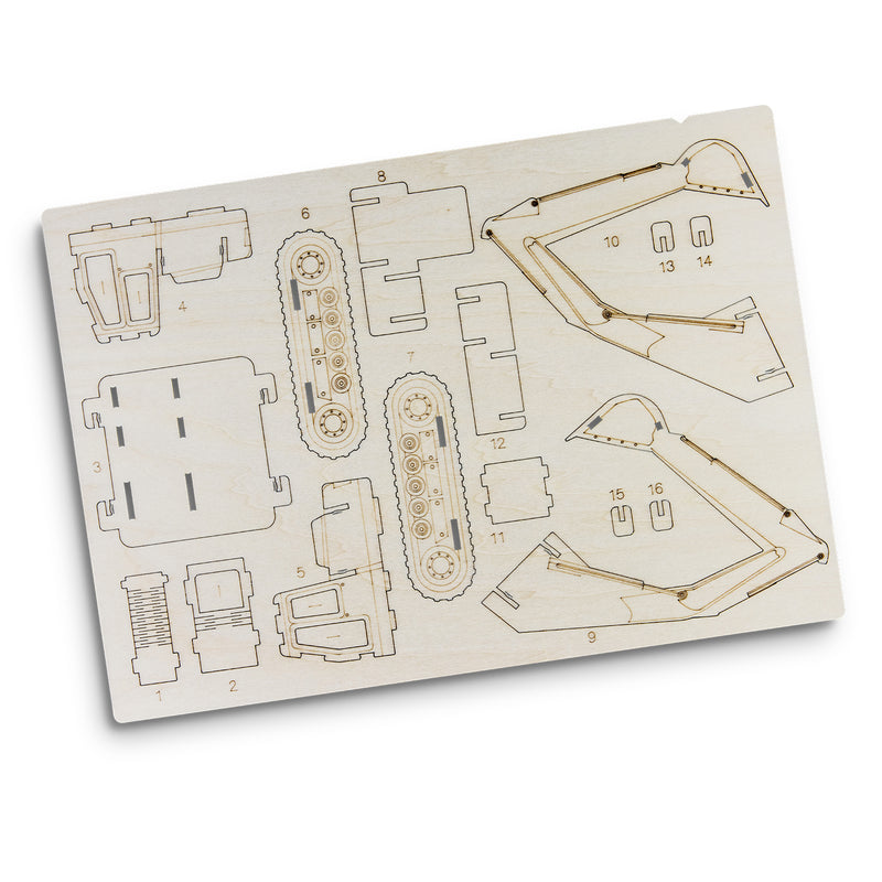 Trends 124035 BRANDCRAFT Excavator Wooden Model – Flat Sheet