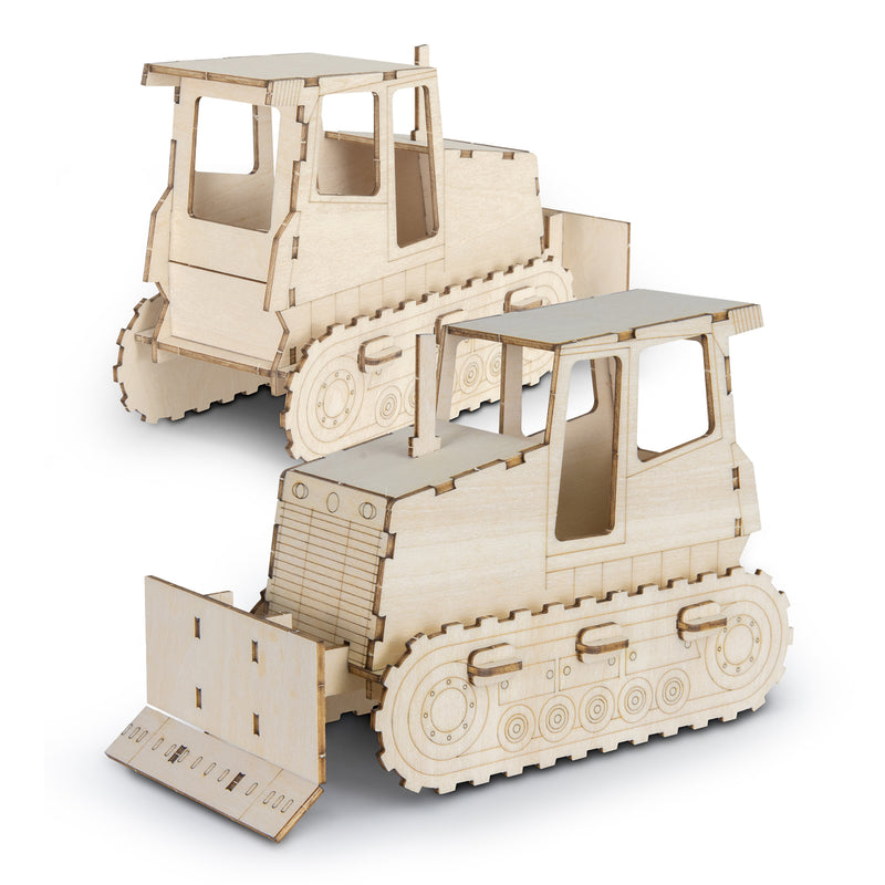 Trends 124036 BRANDCRAFT Bulldozer Wooden Model – Assembled Unbranded