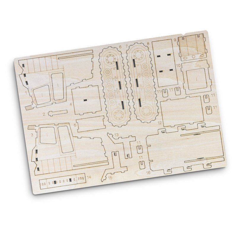 Trends 124036 BRANDCRAFT Bulldozer Wooden Model – Flat Sheet