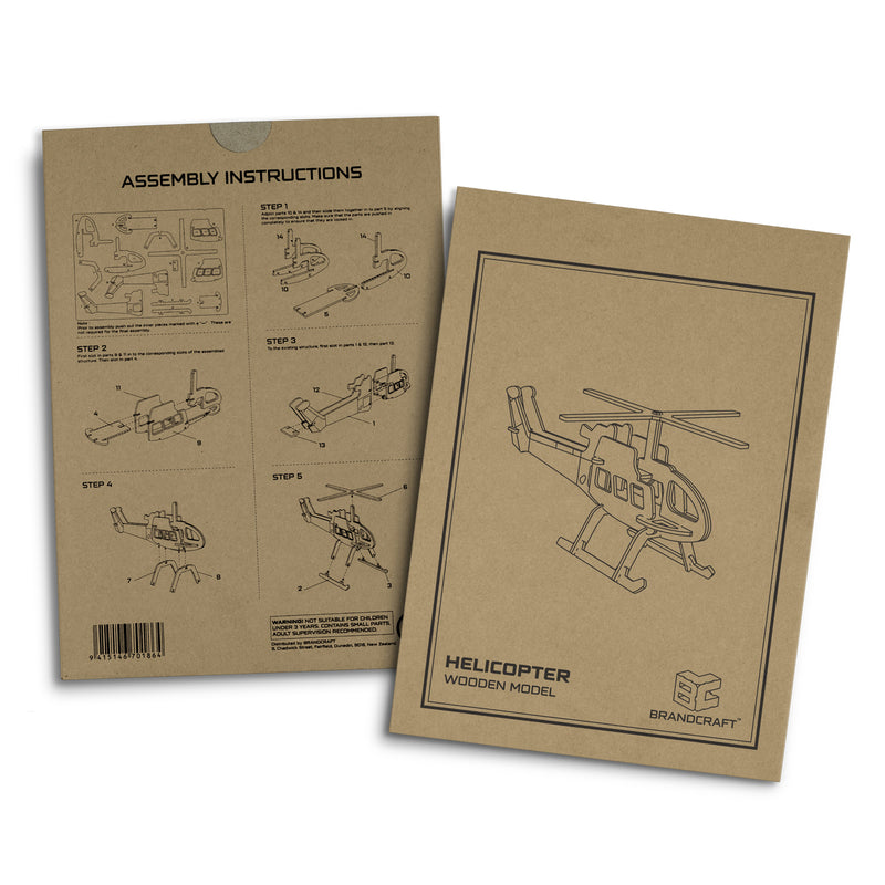 Trends 124040 BRANDCRAFT Helicopter Wooden Model – Sleeve