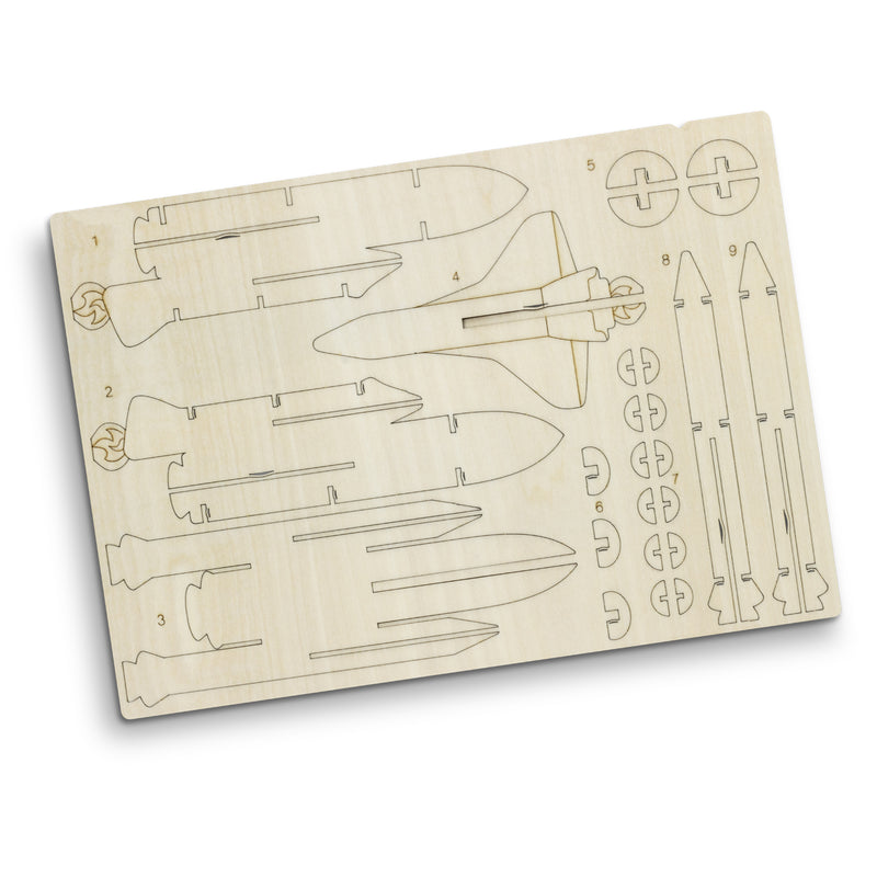 Trends 124051 BRANDCRAFT Rocket Ship Wooden Model – Flat Sheet