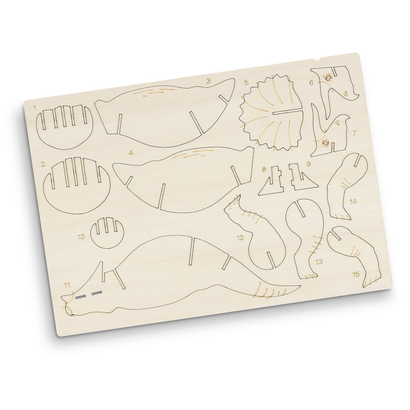 Trends 124056 BRANDCRAFT Triceratops Wooden Model – Flat Sheet