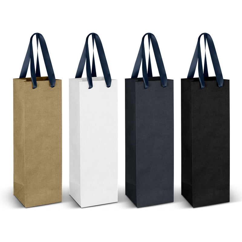 Trends 125054 Wine Ribbon Handle Paper Bag – Navy Ribbon