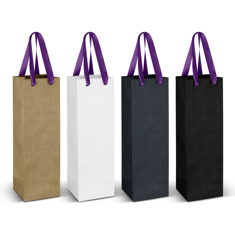 Trends 125054 Wine Ribbon Handle Paper Bag – Purple Ribbon