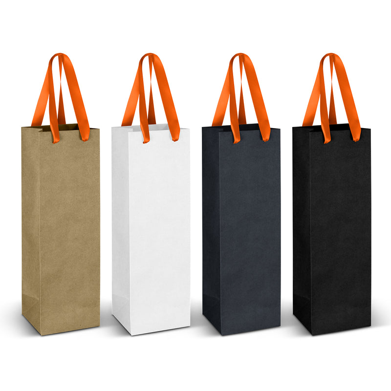 Trends 125054 Wine Ribbon Handle Paper Bag – Orange Ribbon