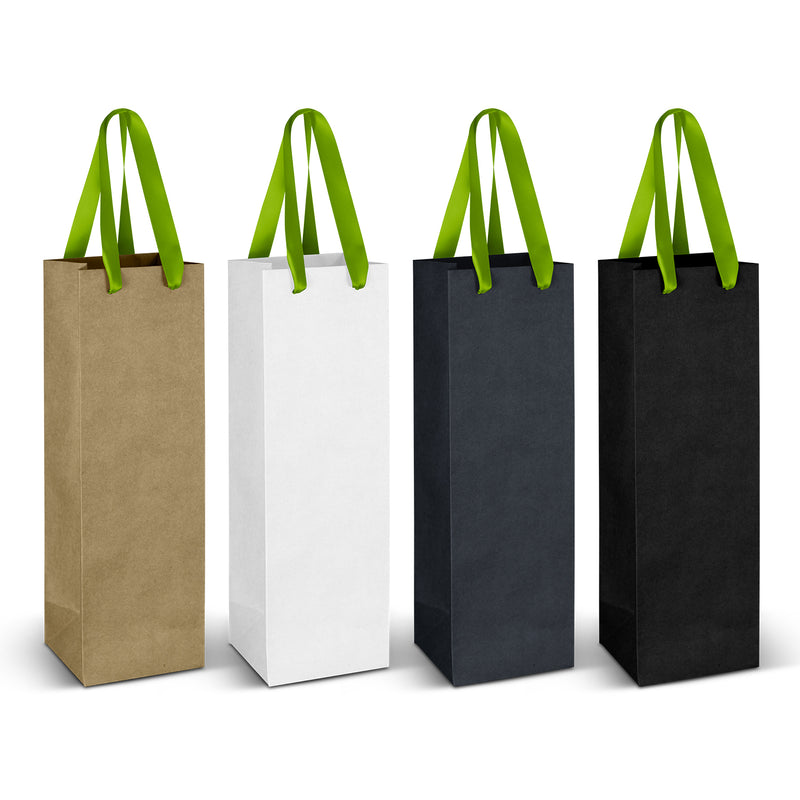 Trends 125054 Wine Ribbon Handle Paper Bag – Bright Green Ribbon