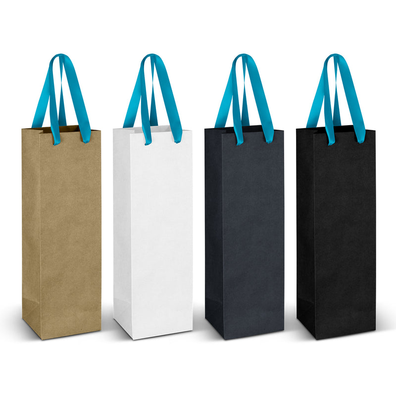 Trends 125054 Wine Ribbon Handle Paper Bag – Light Blue Ribbon