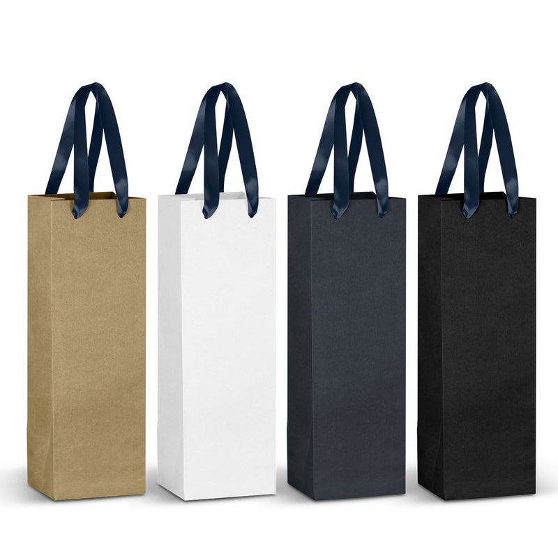 Trends 125055 Champagne Ribbon Handle Paper Bag – Navy Ribbon