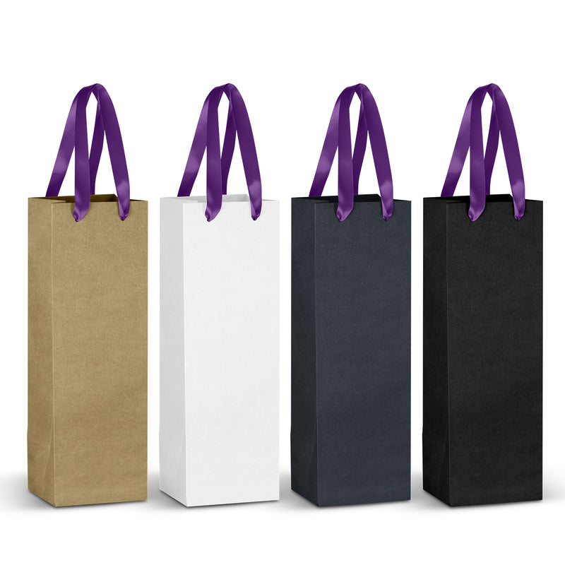 Trends 125055 Champagne Ribbon Handle Paper Bag – Purple Ribbon