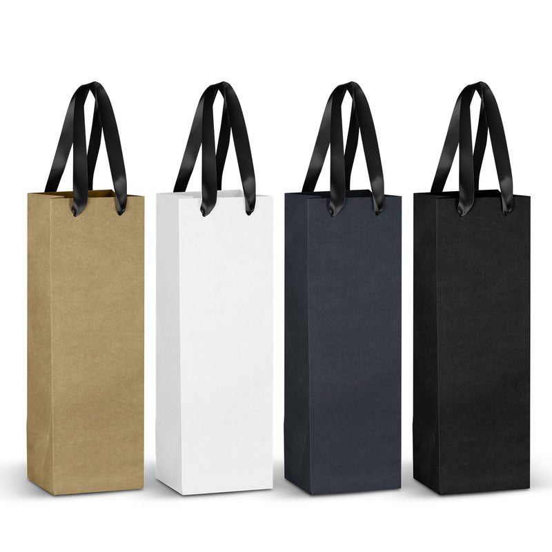 Trends 125055 Champagne Ribbon Handle Paper Bag – Black Ribbon