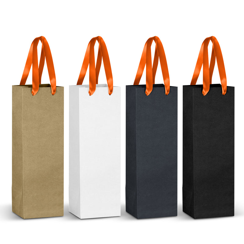 Trends 125055 Champagne Ribbon Handle Paper Bag – Orange Ribbon