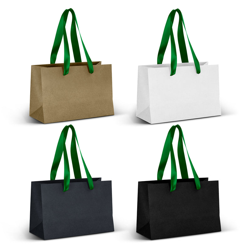 Trends 125056 Small Ribbon Handle Paper Bag – Dark Green Ribbon