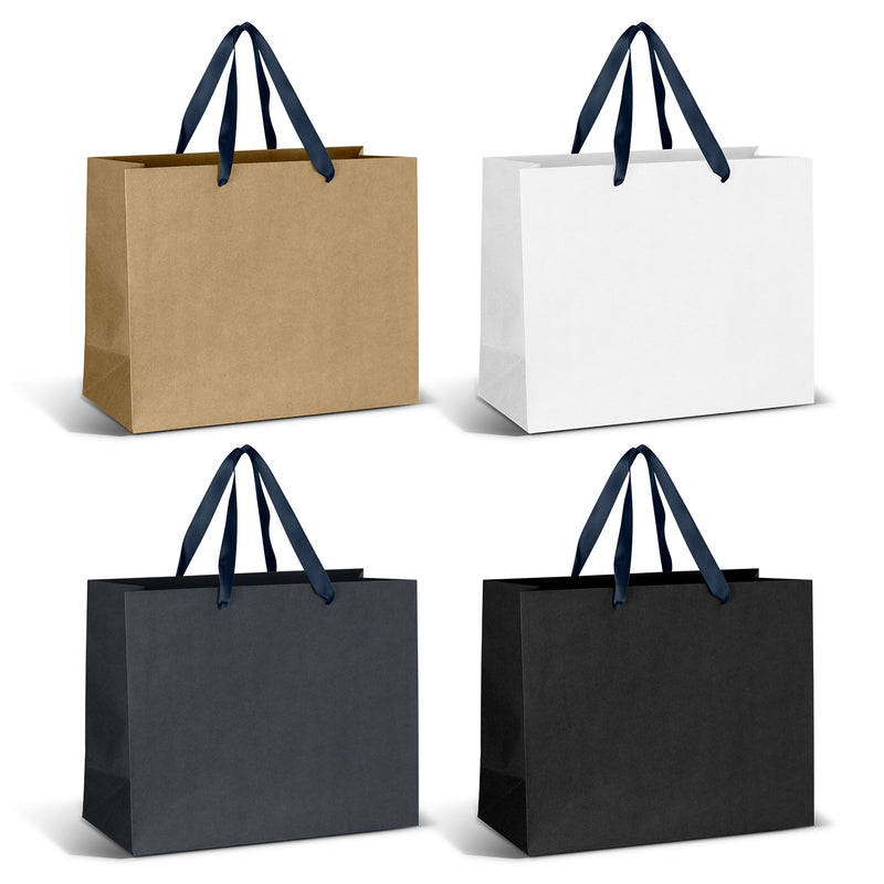 Trends 125058 Large Ribbon Handle Paper Bag – Navy Ribbon