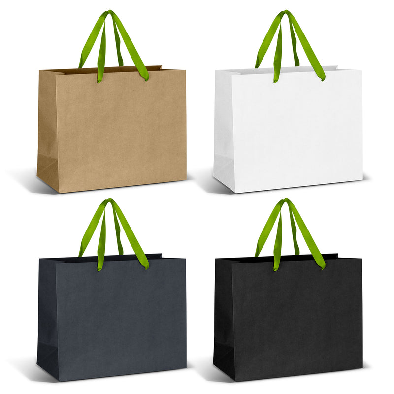 Trends 125058 Large Ribbon Handle Paper Bag – Bright Green Ribbon