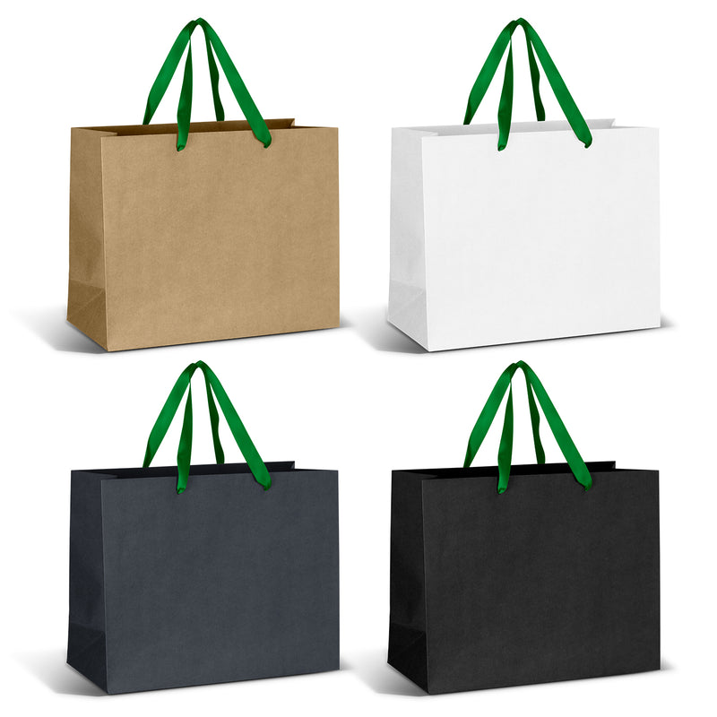 Trends 125058 Large Ribbon Handle Paper Bag – Dark Green Ribbon