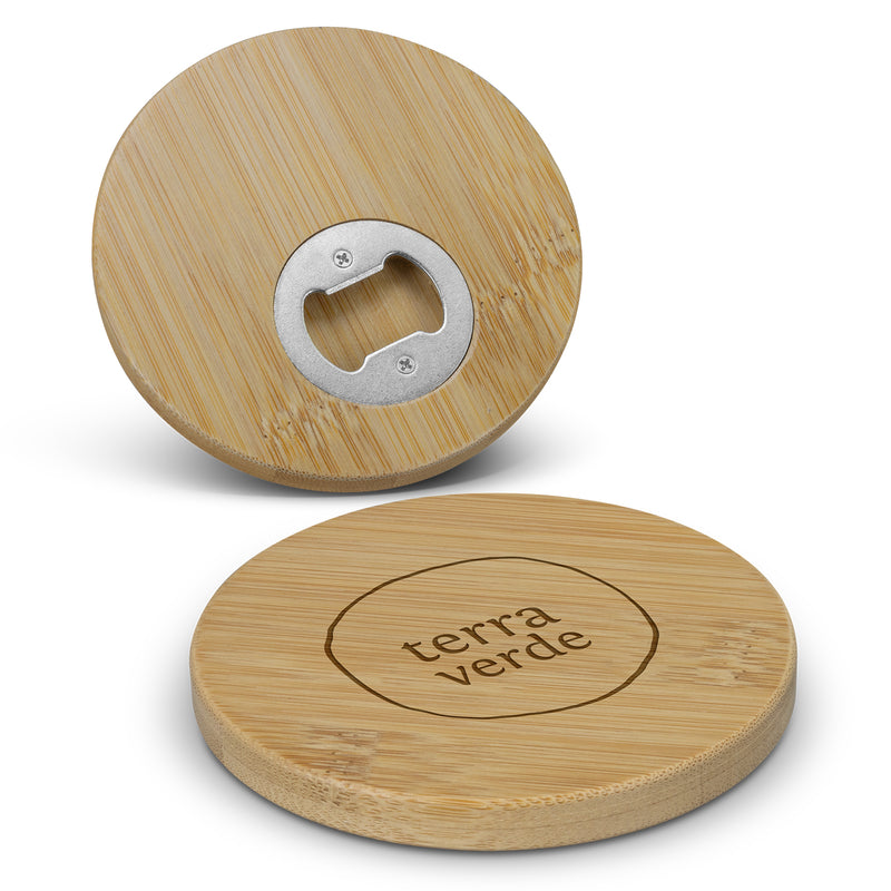 Trends 125938 Bamboo Bottle Opener Coaster - Round